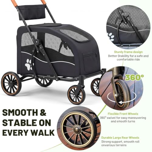 Dog Stroller for Large Dogs (Black)