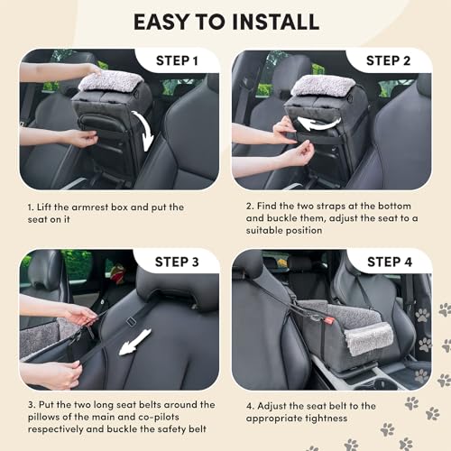 Center Console Dog Car Seat for Small Pets to 11lbs