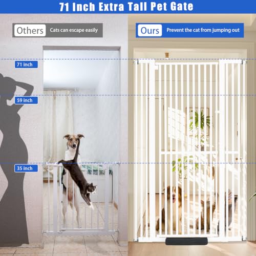 71 Inch Extra Tall Pet Gate for Cats (White / 29.5-43"wide)