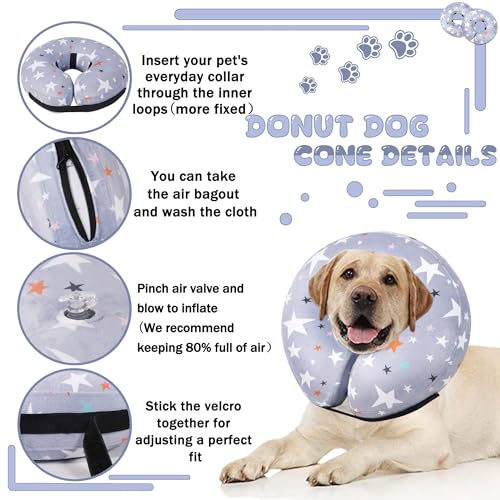 Recovery Donut Collar for Dogs & Cat (Grey / M+（neck 11"-14"）)