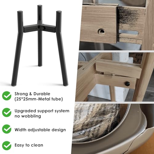 Dog Bowl Stand for Large Dogs (Height: 13.7", Width: 7-10.6" / Black, 13.7H-Round)
