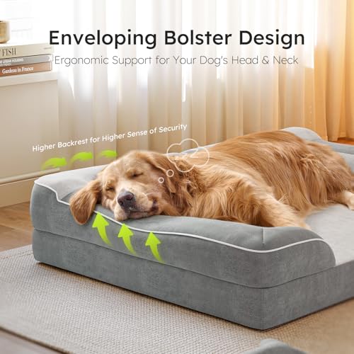 Dog Beds for Large Dogs (Light Grey / Large(36"L x 27"W x8.5"Th))