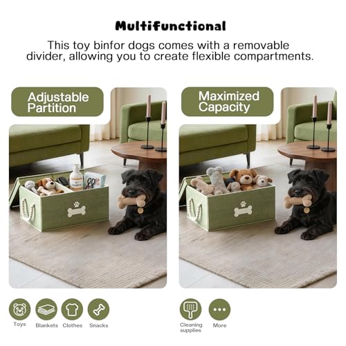 Dog Toy Basket with Double (Green / Large)