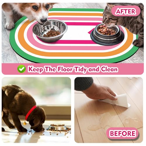 Dog Feeding Mat 24''x16'' (24''x16'' / Pink Heart)