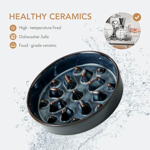 Ceramic Slow Feeder Dog Bowls (1 x Starry Sky - C / XL- 9.5inch / 3.2 Cups)