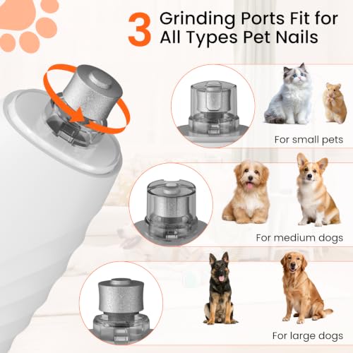 2-in-1 Dog & Cat Nail Clippers and Grinder with 2 Light, Quiet Electric Pet Nail Trimmers for Small Medium Large Dogs & Cats Claw, Safety Guard Usb Rechargeable, Professional Grooming Tool
