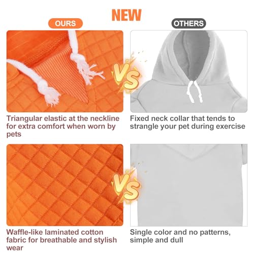 Dog Hoodies Sweater for Small Dogs (Orange / XS (Back: 10",Chest: 14", Neck: 8.7"))