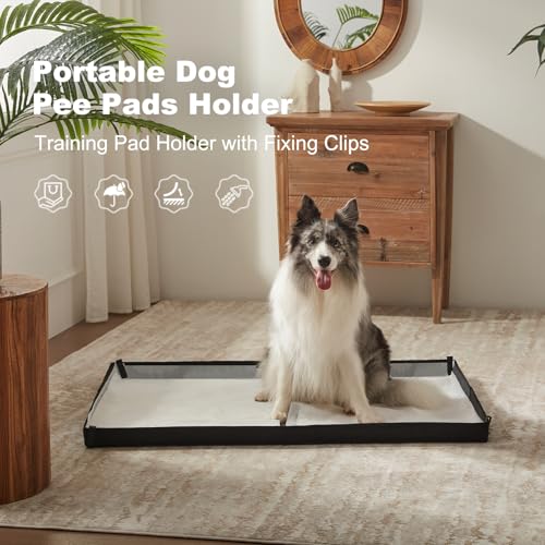 Large Portable Dog Pee Pads Foldable Liner Base 33''x23'' Training Pad Holder with Fixing Clips (L 33'' x 23'' for Dog＜ 28" Length)