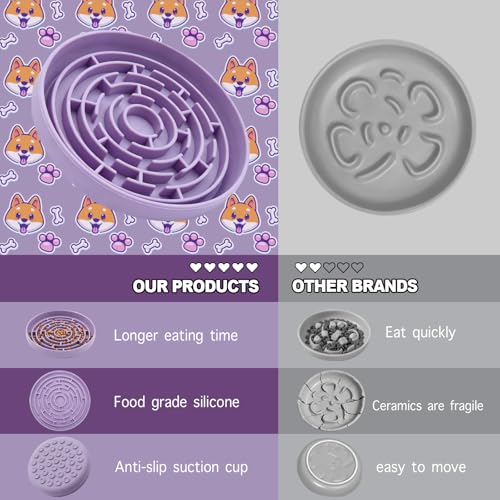 Silicone Slow Feeder Bowl with 37 Non (Purple)