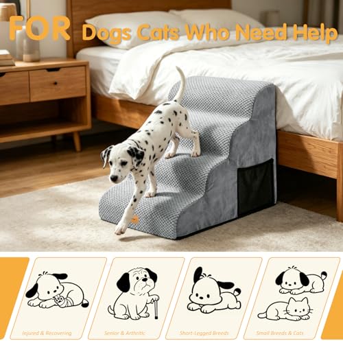 High Density Foam Dog Stairs 4 Tiers (Grey / 28.5*15.7*20.5)