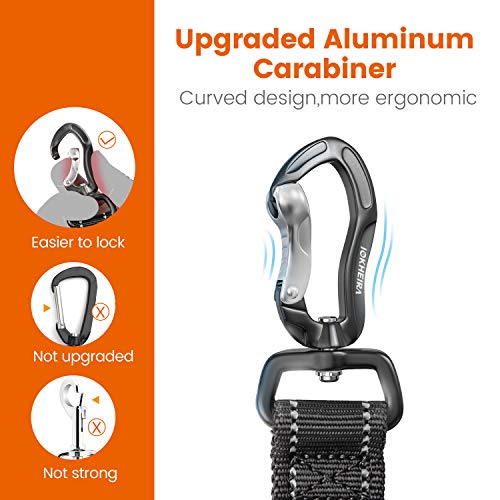 Dog Seatbelt Updated Adjustable Harness Reflective Bungee Dog Car Seat Belt with Aviation Aluminum Alloy Rotatable Carabiner (Black)