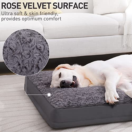 Washable Dog Bed for Crate Waterproof for Medium Dogs (Grey / 35.0"L x 22.0"W x 3.0"Th)