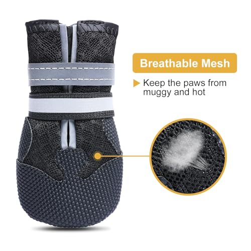 Breathable Dog Boots for Medium Large Dogs (Black / L (Insole Width 2.6")for 44~66lb)