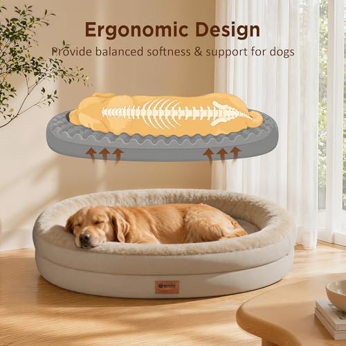 Waterproof Orthopedic Dog Bed for Extra Large Dogs (Light Brown / 48"L x 35"W x 7.5"Th)