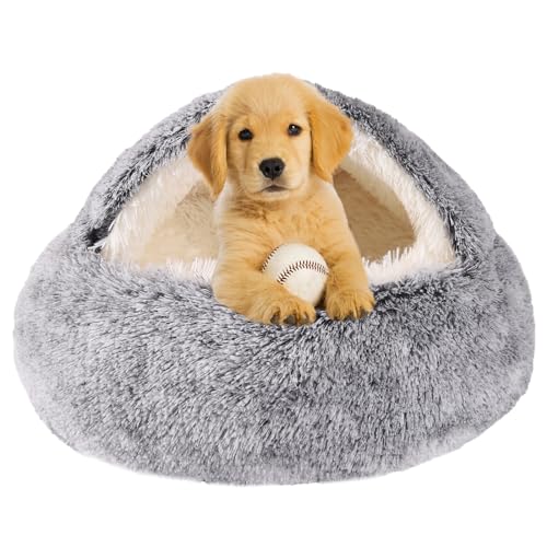 Hooded Dog Bed for Small Dogs (20.0"L x 20.0"W x 12.0"Th / Grey)