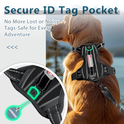 Dog Harness No Pull with ID Tag Pocket (Large(Chest:24.5-32.5") / Black)