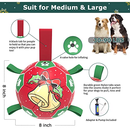 Christmas Dog Balls with Straps (Christmas 2 / 8 Inch)