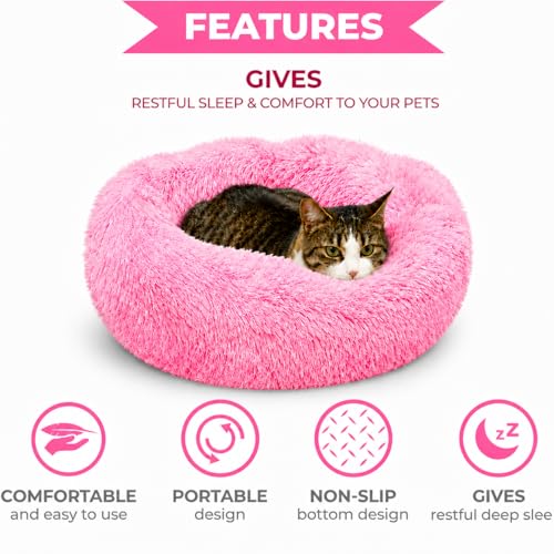 Cat Beds for Indoor Cats (Gradient Pink / 23.00" x 23.00" x 7.00")
