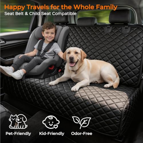 Dog Car Seat Cover for Back Seat (Black / Large (54" W x 51" L))