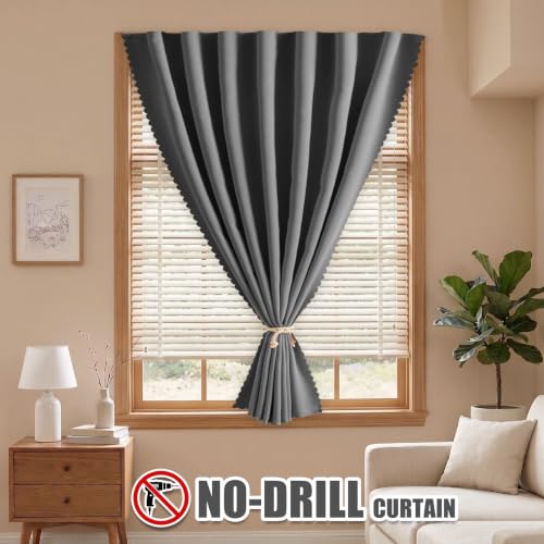 Adhesive Blackout Curtains for Window (Grey / 47"W x 71"L (Pack of 1))