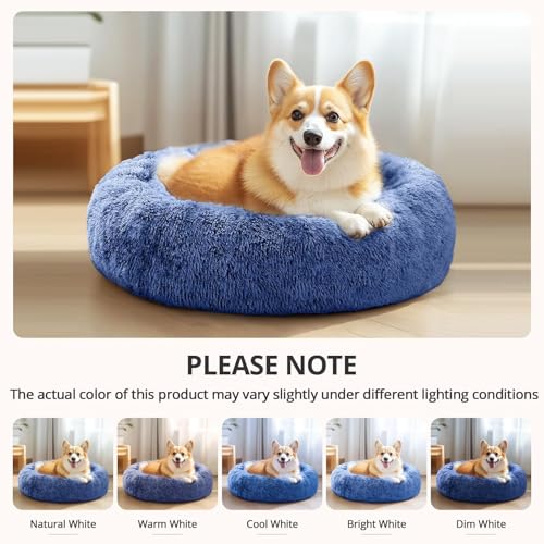 Calming Dog Bed Medium Size Dog (Navy Blue / 31.0"L x 31.0"W x 8.0"Th)