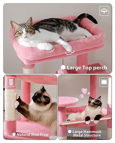 56.3" Cat Tree with Metal Hammock (Pink / 56.3in)