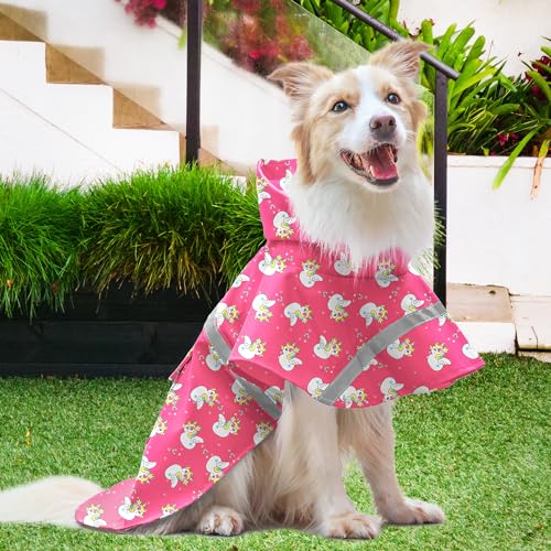 Large Dog Raincoat Adjustable (X-Large (Pack of 1) / Pink Unic)