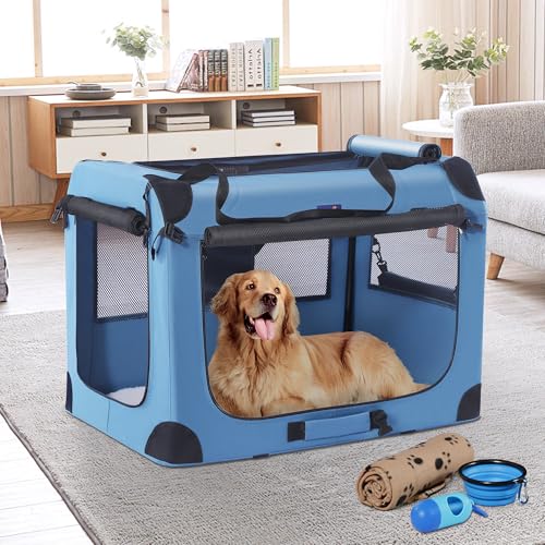 Collapsible Dog Crate (Blue / 40.0"L x 27.0"W x 27.0"H)