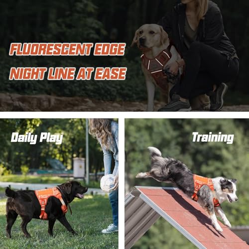 Dog Harness for Large Dogs (Tribal Patterns-Orange / L(Neck:18-29",Chest:24-37"),45-80 lbs)