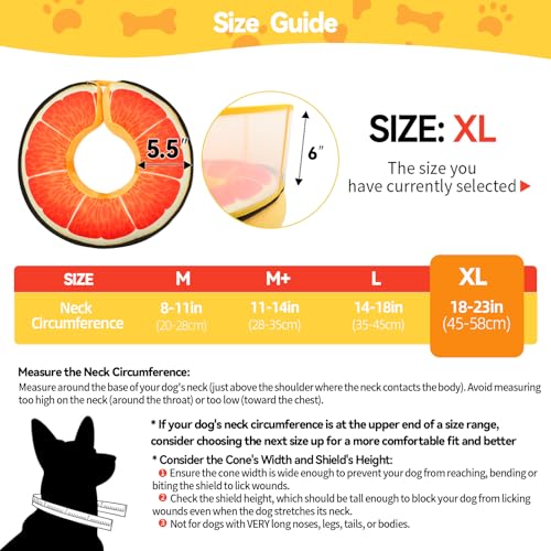 Upgraded Inflatable Dog Cone Collar to Stop Licking (XL (Neck: 18-23") / Grapefruit)
