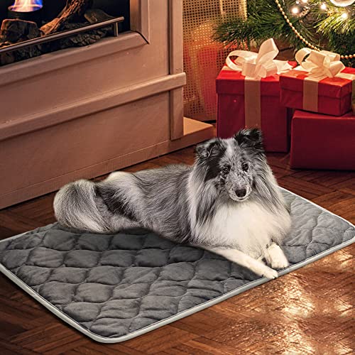 Self Warming Cat Bed Self Heating Cat Mat Thermal Pet Bed Mat Self (34.6"L x 22.8"W x 0.5"Th / Grey)