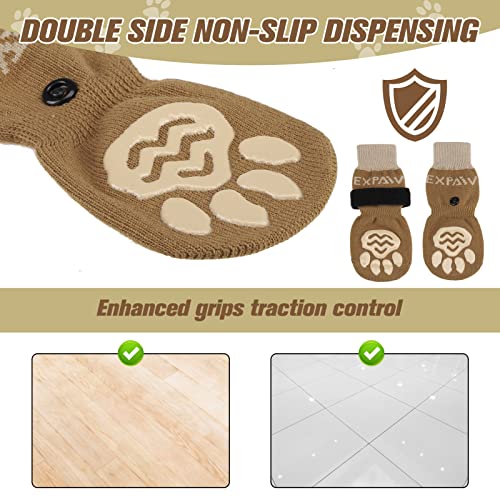 6PCS Anti Slip Dog Socks to Prevent Licking Paws (Medium (6 Count) / Khaki)