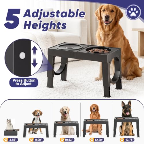 Elevated Dog Bowls Large Breed Raised Dogs Bowl Stand Large (A-Black)