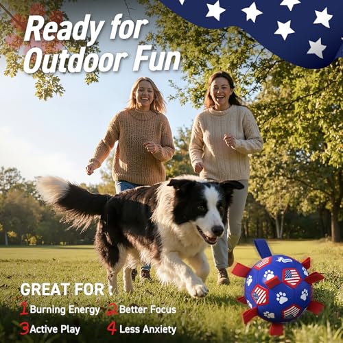 Dog Toys Soccer Ball with Straps (Flag / 8 Inch)