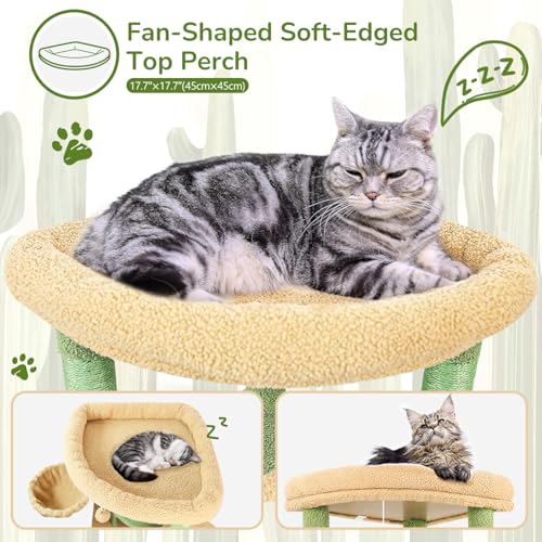 Cactus Corner Cat Tree Tower with Scratching Post (51inch / Cactus Green)