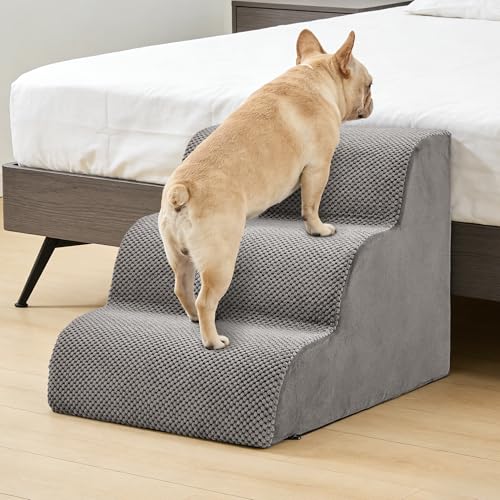 Dog Stairs for Small Dogs and Cats (Grey / Round-15.8"H)