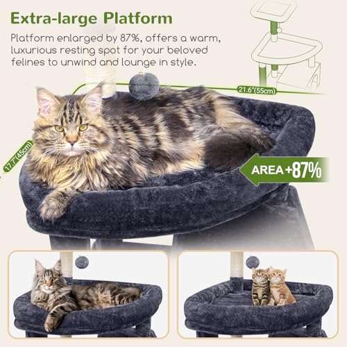 Giant Cat Tree for Indoor Large Cats (83inch / Dark Grey)