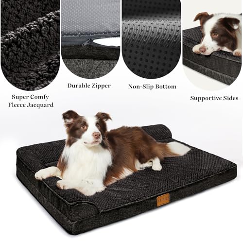 Orthopedic XL Dog Bed Large Sized Dog 48''X30'' (XXL:48x30x3.5 IN / Black)