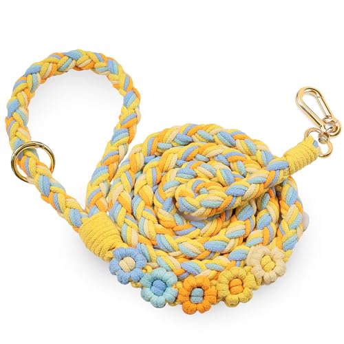 5FT Braided Cotton Rope Leash for Small (Sunshine Breeze)