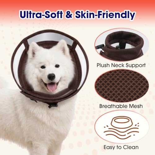 Soft Dog Recovery Cone Collar (Brown / M(Neck Girth:11-14.2in))