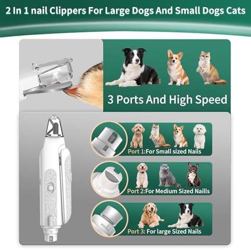2-in-1 Cat & Dog Nail Clippers with Grinder and Dual LED Lights (White 2)