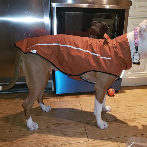 Dog Raincoat Adjustable Waterproof Reflective Rain Jacket for Small Medium Large Dogs (L Chest 32"-40" / Brown)