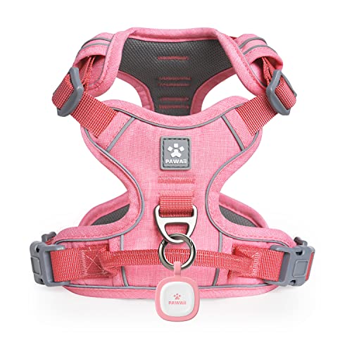 No Pull Dog Harness with Pet ID Tag (L (Chest: 27"-32" ) / Mimi Pink)