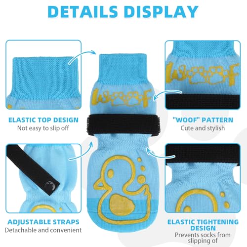Dog Socks Shoes for Hot Pavement to Prevent Licking Paws (Blue Duck / Large (4 Pack))