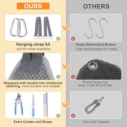 Dog Grooming Hammock for Small Dogs (S (Leg Spacing: 7-10.2" / Max W: 30lbs) / Gray Pineapple)