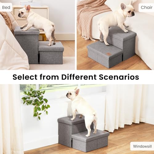 Dog Stairs for High Bed (Solid Grey / 19" X 17" X 13" H)