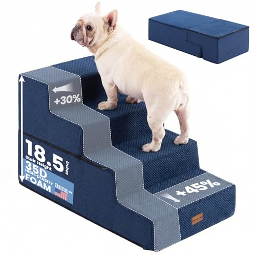 Dog Stairs for Small Dogs 18.5" H (Navy / 18"x29.5"x18.5"Extra Wide)