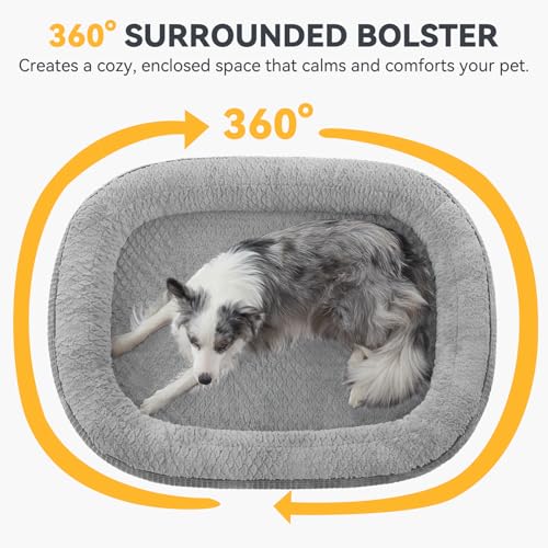 Orthopedic Dog Beds Large Sized Dog (Light Grey / 42"l X 32"w X 7.5"th)