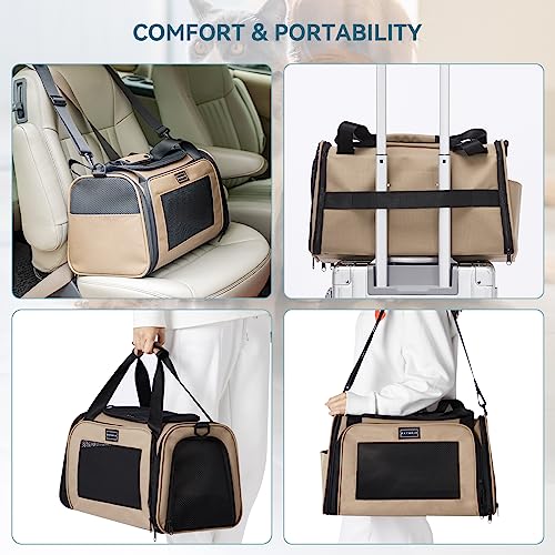 Pet Carrier for Cat (17.0"L x 10.3"W x 10.3"H / Khaki)