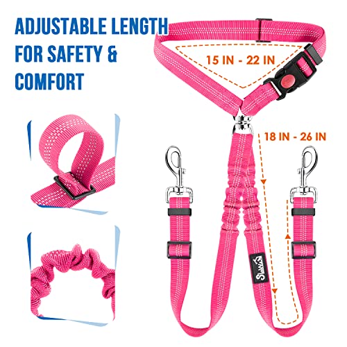 Double Dog Car Seat Belt (Fluorescent Pink)
